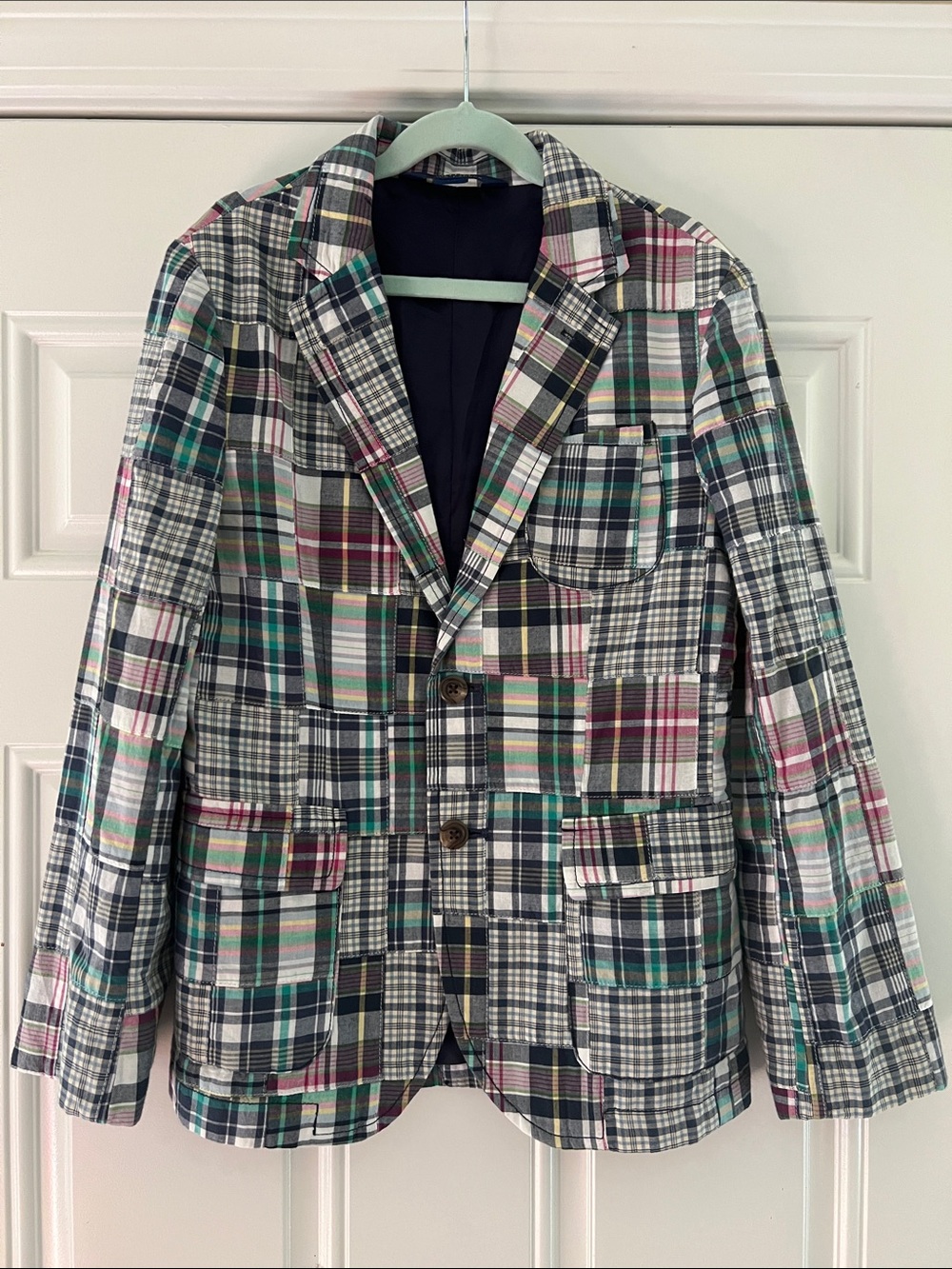 Polo by Ralph Lauren Multicolor Patchwork Madras Plaid Blazer Size: M (10-12)